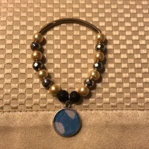Silver bracelet mixed beads with charm